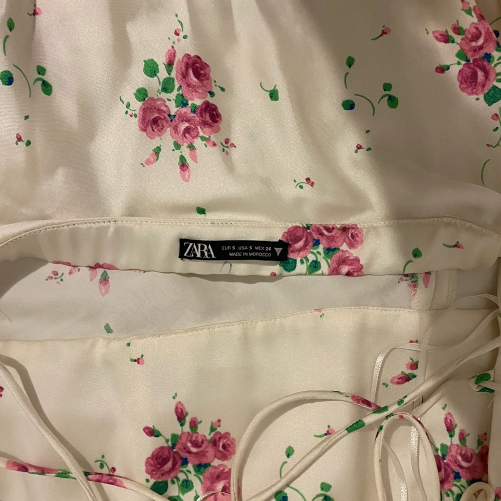 zara satin effect print dress